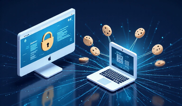 Illustration von Browser-Cookies als kleine Datenpakete